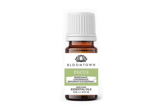 Bloomtown Focus Essential Oil | Peppermint, Bergamot, Lemongrass and Rosemary | Vegan | Sustainable | Cruelty Free | Natural | Palm Oil Free