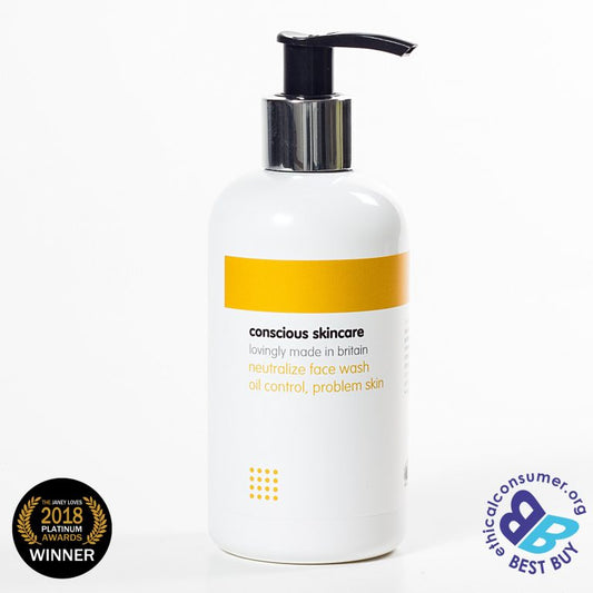 Conscious Skincare Neutralize Face Wash | Plastic Free | Low Waste | Certified Cruelty Free | Vegan | Eco-Friendly | Natural Ingredients | Ethical | Organic