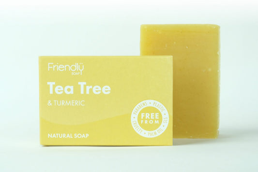 Friendly Soap Tea Tree & Turmeric | Vegan | Plastic Free | Cruelty Free | Eco-Friendly Beauty | Natural | Low Waste | Bodycare | Blemish Prone Skin