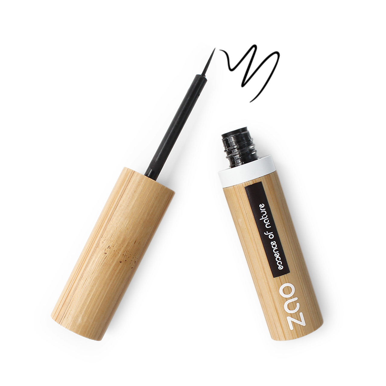Zao Refillable Liquid Brush Eyeliner | Ensures an intense and long-lasting make-up look, even for sensitive eyes | Cruelty Free | Vegan | Low Waste