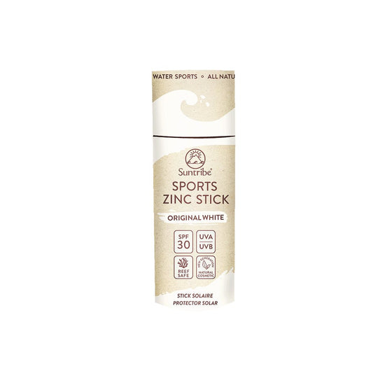 Suntribe All Natural Zinc Sun Stick SPF30 White | Organic Reef Safe Sunscreen | Water & Sweat resistant | Plastic Free | Low Waste