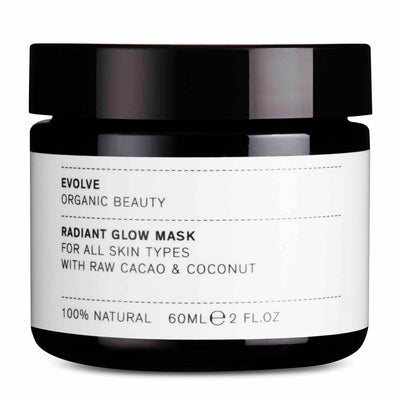 Evolve Radiant Glow Mask | This rich organic face mask is blended with raw cacao powder & clay revitalises and purifies | Natural Ingredients | Cruelty Free | Vegan | Organic