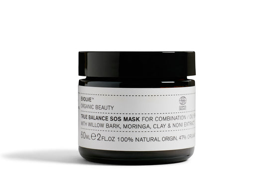 Evolve True Balance SOS Mask | Clarifying vegan clay mask, unclogs pores & prevents further breakouts | Blemish prone, combination skin