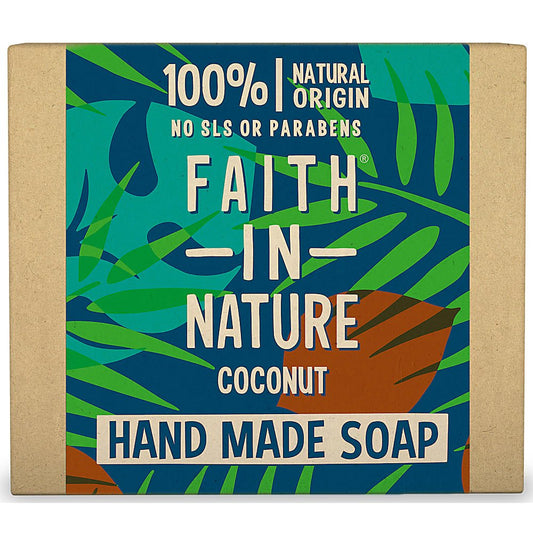 Faith In Nature - Coconut Soap Bar | Organic, natural hydration | Vegan | Cruelty Free | Plastic Free | Low Waste | Natural Ingredients