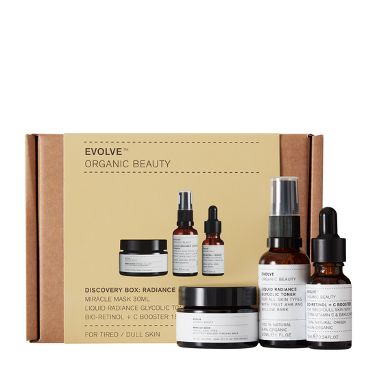 Load image into Gallery viewer, Evolve Discovery Box Radiance | Evolve skincare set with radiance-boosting products to help brighten dull and tired skin | Vegan Cruelty Free

