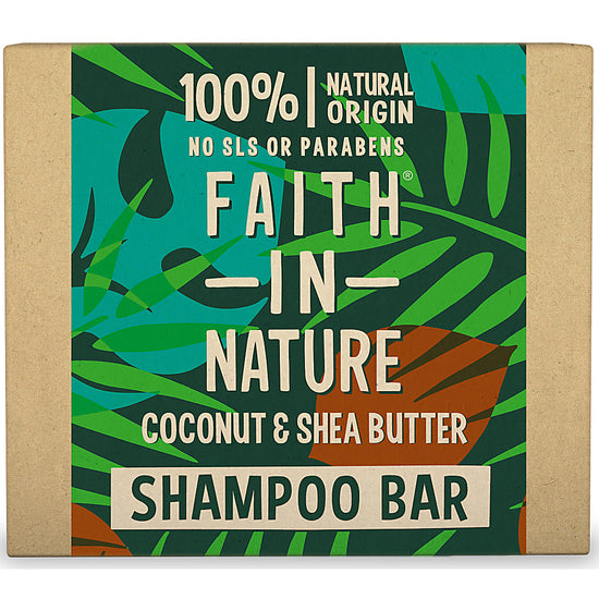 Faith In Nature - Coconut & Shea Butter Shampoo Bar | Organic, natural hydration | Vegan | Cruelty Free | Plastic Free | Low Waste | Natural Ingredients
