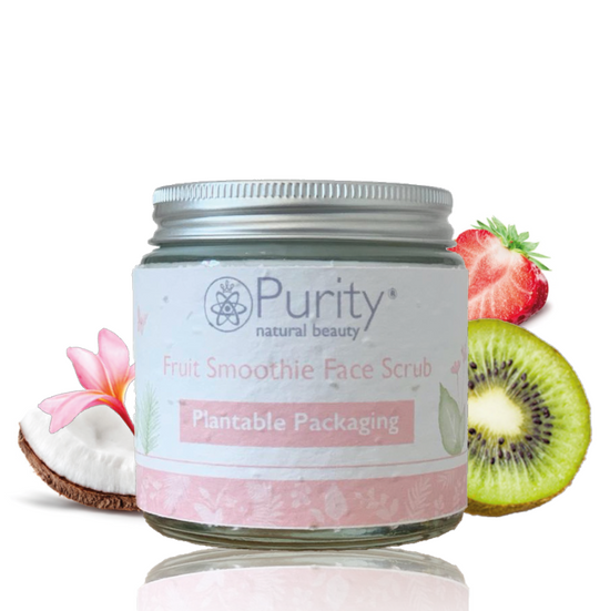 Purity Natural Beauty Fruit Smoothie Face Scrub - Removes dead skin cells and leaves your skin feeling fresh and clear Vegan & Cruelty Free.