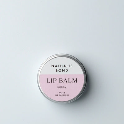 The Nathalie Bond Bloom vegan lip balm offer buttery richness to help keep dry lips velvety and supple | Cruelty Free, Plastic Free