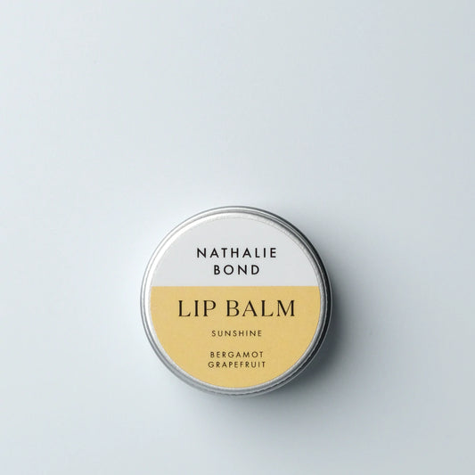 The Nathalie Bond Sunshine vegan lip balm offer buttery richness to help keep dry lips velvety and supple | Cruelty Free, Plastic Free