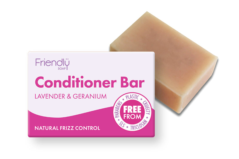 Friendly Soap Conditioner Bar Lavender and Geranium | Vegan Haircare | Plastic Free | Cruelty Free | Eco-Friendly Beauty | Natural | Low Waste