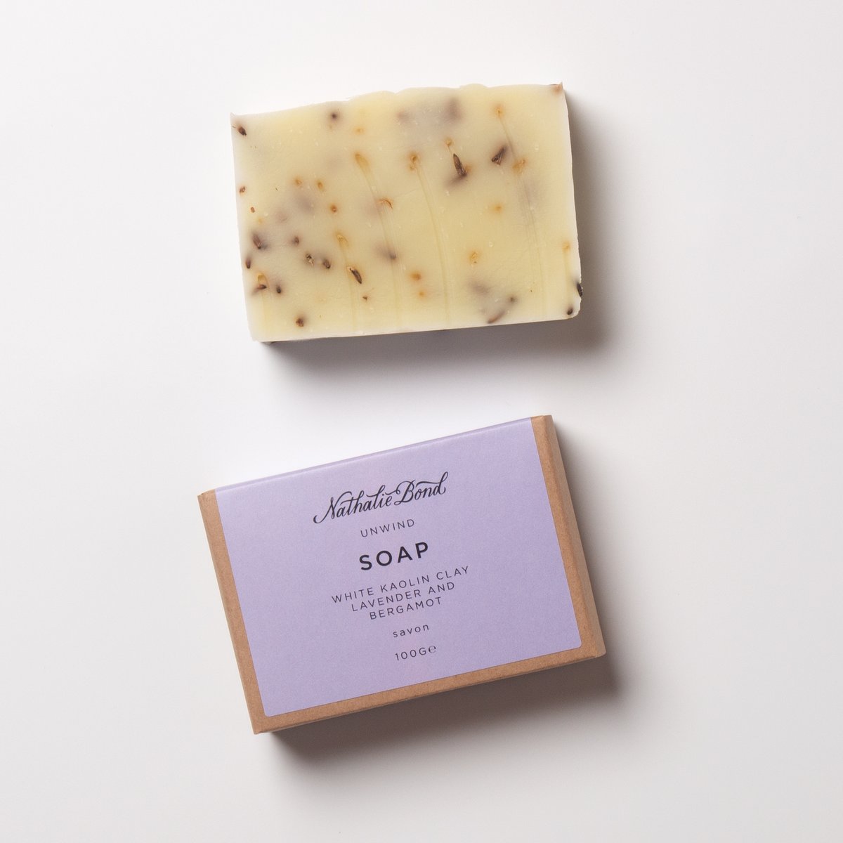 Nathalie Bond Unwind Soap Bar | A nourishing soap bar for the whole body packed with gentle organic ingredients | Cruelty Free | Plastic Free | Low Waste