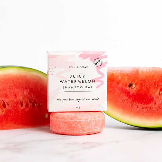 Soul & Soap Watermelon Shampoo Bar | Low Waste | Natural Ingredients | Plastic Free | Cruelty Free | Sustainable Haircare | Ethical Beauty