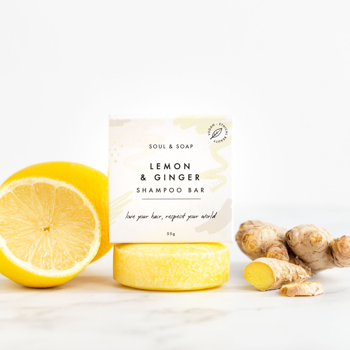 Load image into Gallery viewer, Soul and Soap Lemon and Ginger Plastic Free Shampoo Bar
