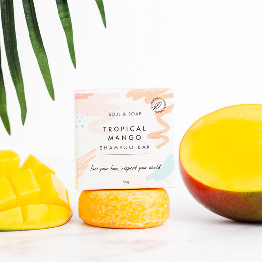 Soul & Soap Tropical Mango Shampoo Bar | Low Waste | Natural Ingredients | Plastic Free | Cruelty Free | Sustainable Haircare | Ethical