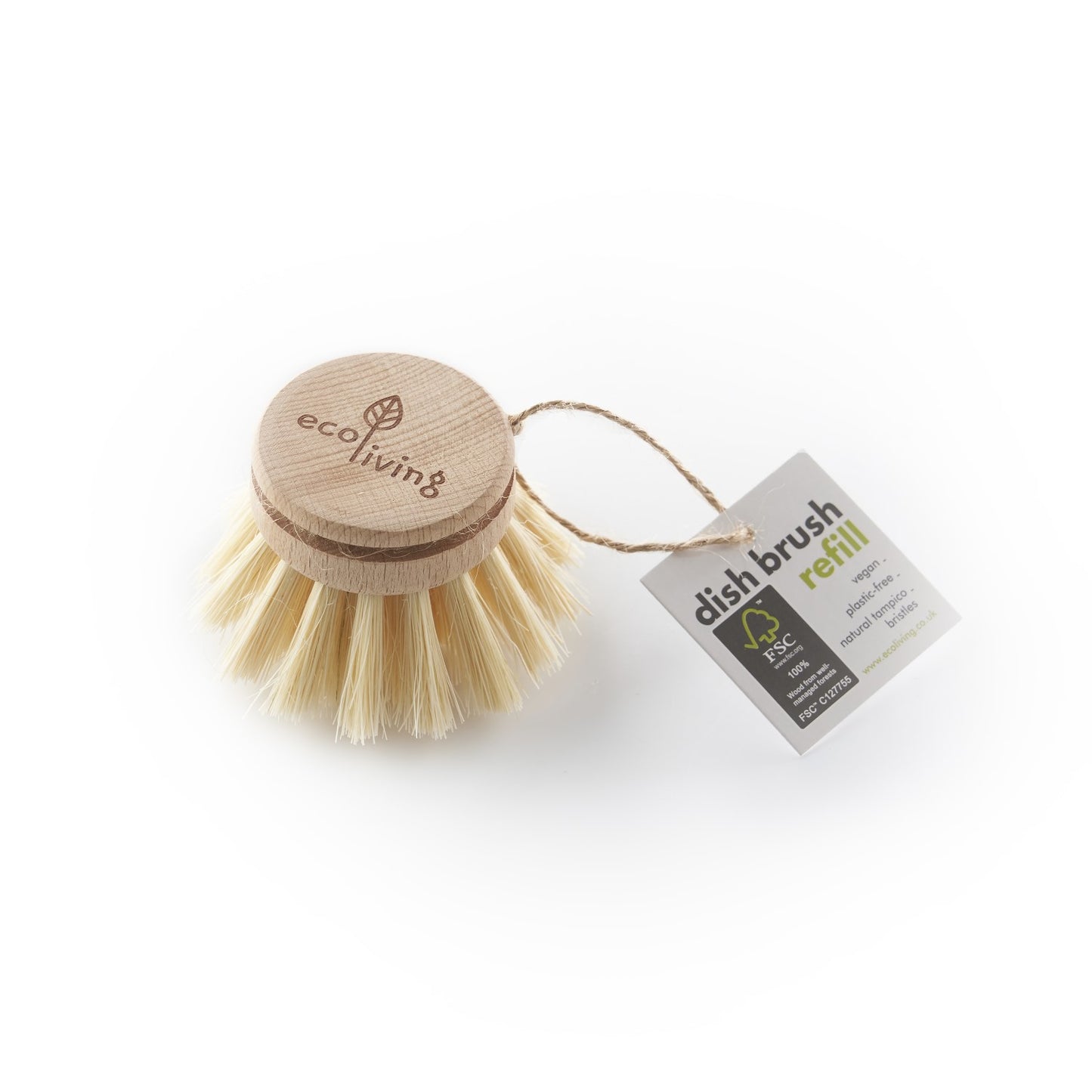 Eco Living | Wooden Dish Head Replacement Head | A plastic-free replacement dish brush head, with plant-based bristles | Vegan, 100% FSC