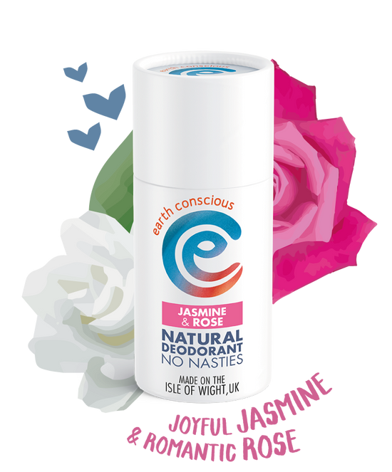 Earth Conscious Jasmine and Rose Deodorant Stick | Vegan Bodycare | Cruelty Free | Plastic Free | Paraben Free | Aluminium Free | Natural | Eco-Friendly