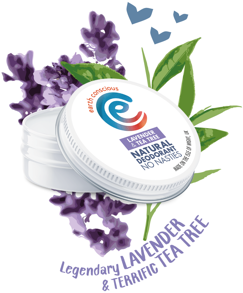 Earth Conscious lavender and tea tree Deodorant tin | Vegan Bodycare | Cruelty Free | Plastic Free | Paraben Free | Aluminium Free | Natural | Eco-Friendly