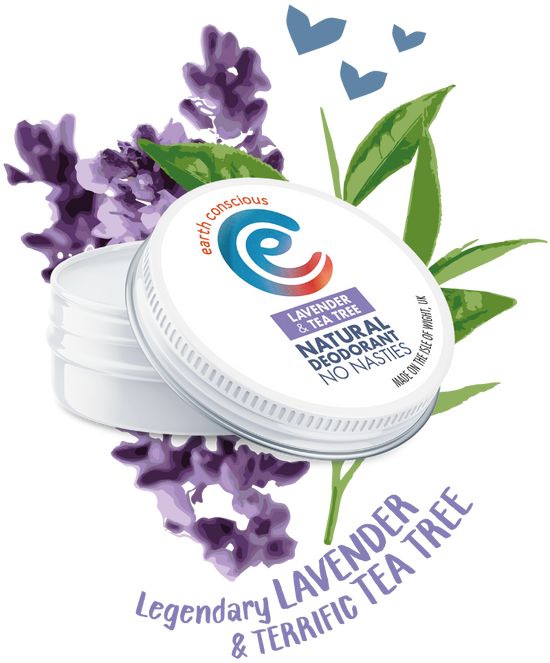 Earth Conscious lavender and tea tree Deodorant tin | Vegan Bodycare | Cruelty Free | Plastic Free | Paraben Free | Aluminium Free | Natural | Eco-Friendly