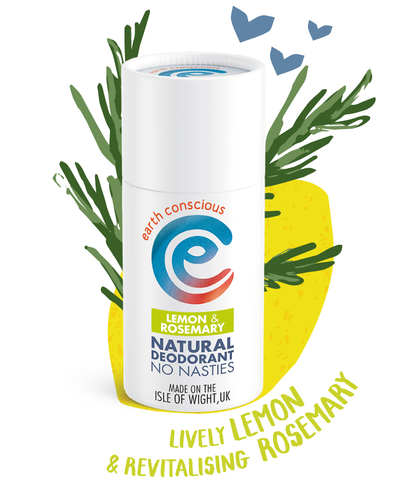 Earth Conscious Lemon and Rosemary Deodorant Stick | Vegan Bodycare | Cruelty Free | Plastic Free | Paraben Free | Aluminium Free | Natural | Eco-Friendly
